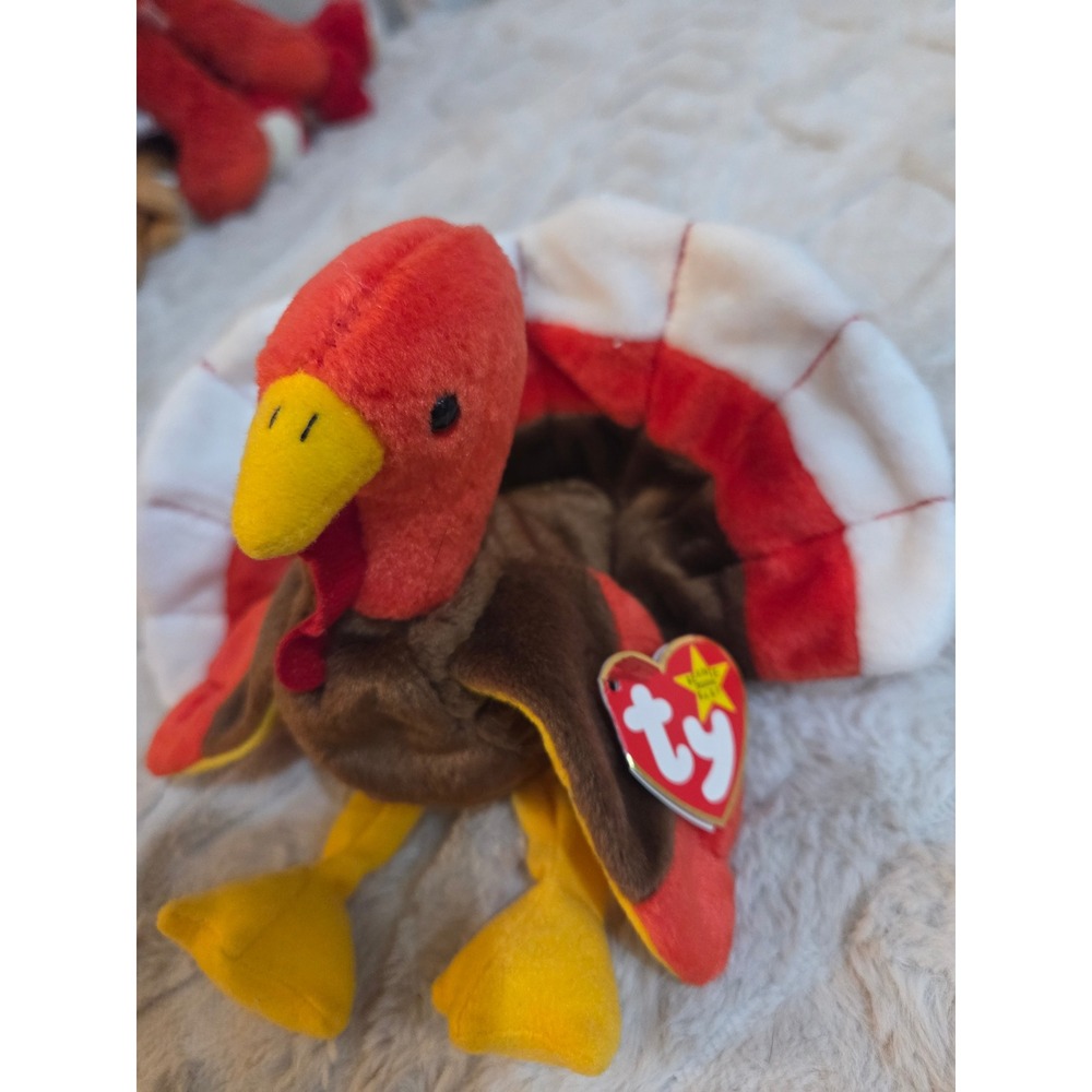 Ty Beanie Babies Gobbles the Turkey Plush 1996 Brown Red Bird Collectible Toy